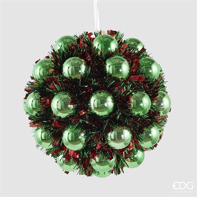 EDG Enzo De Gasperi Boule de Noël Décorée avec Petites Boules Ø20 cm Vert – Ornement pour Sapin de Noël