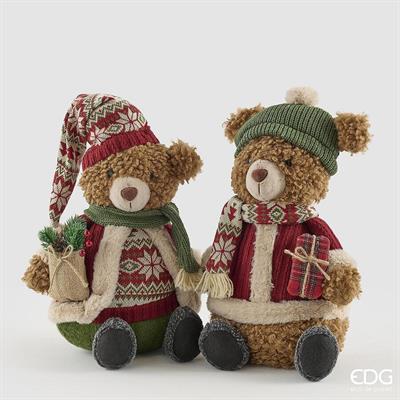 DG Enzo De Gasperi Orso Mountain Natalizio Assortito H40 cm Verde Rosso – Decorazione di Natale 1 Pz