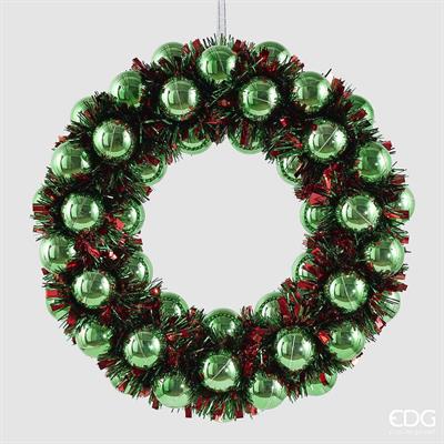 EDG Enzo De Gasperi Corona Natalizia con Palline da Appendere Ø32 cm Verde Mix – Decorazione di Natale