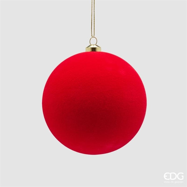 EDG Enzo De Gasperi Boules de Noël en Velours Rouge Ø10 cm – Lot 6 pcs