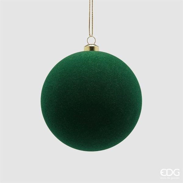 EDG Enzo De Gasperi Boules de Noël en Velours Vert Foncé Ø10 cm – Lot 6 Pièces