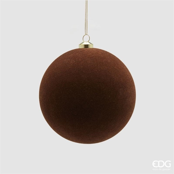 EDG Enzo De Gasperi Boules de Noël en Velours Marron Ø10 cm – Lot 6 Pièces