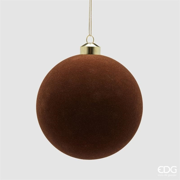 EDG Enzo De Gasperi Boules de Noël en Velours Dark Brown Ø12 cm – Set de 4 Pièces