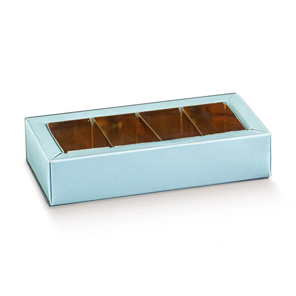 Boîte carrée Scotton 120 x 50 x 30 mm, lin bleu, 10 pièces