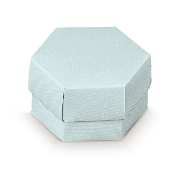 Boîte hexagonale Scotton avec séparateur 80 x 55 mm, lin bleu, 10 pièces