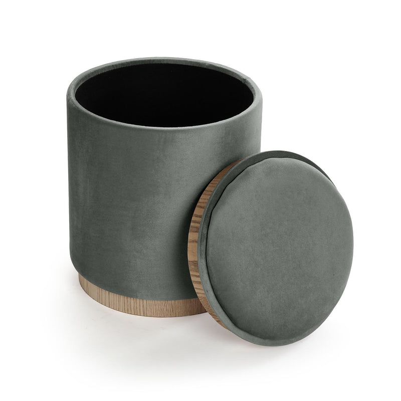 Pouf Verse avec rangement et plateau Velours Gris
