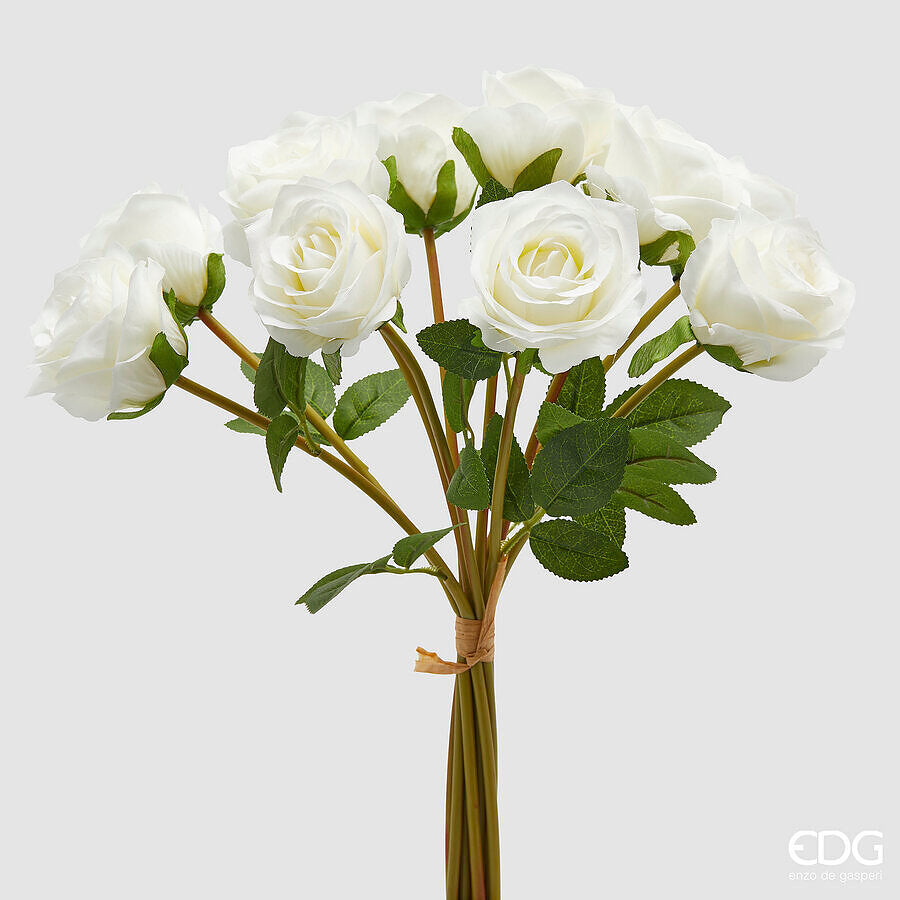 edg enzo de gasperi edg enzo de gasperi mazzo rosa con foglie h 40 cm bouquet 10 fiori white ean 8059824530905