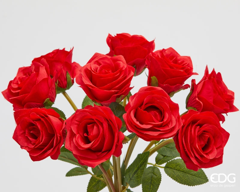 edg enzo de gasperi edg enzo de gasperi mazzo rosa con foglie h 40 cm bouquet 10 fiori red ean 8059824531001