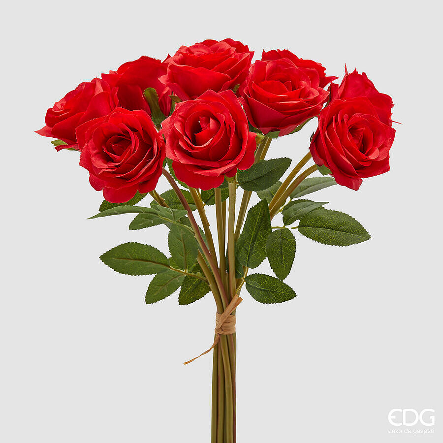 edg enzo de gasperi edg enzo de gasperi mazzo rosa con foglie h 40 cm bouquet 10 fiori red ean 8059824531001