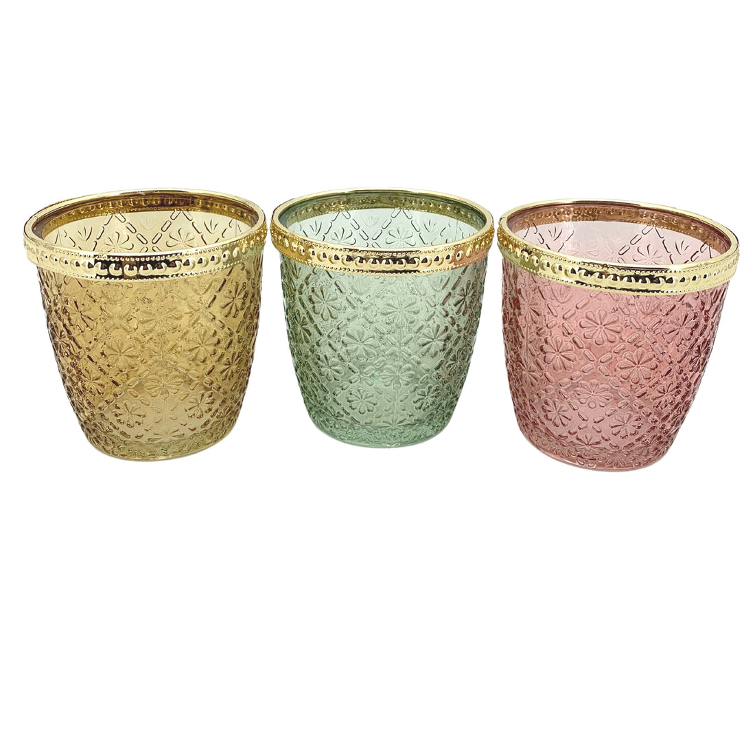 Bougeoirs Vimin Box Srl Ø 9 cm H 9 cm Bordure dorée Lot de 3
