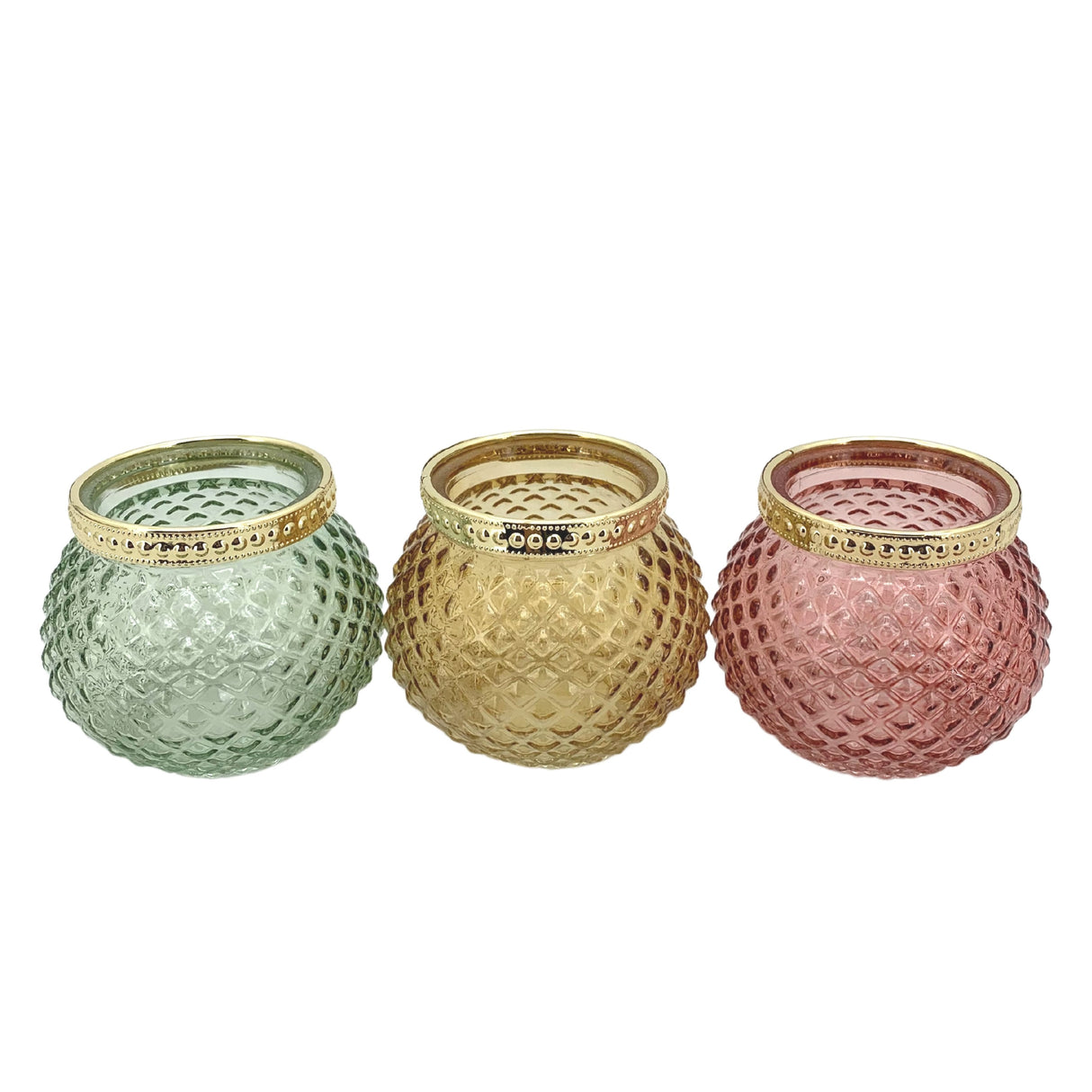 Bougeoirs sphériques Vimin Box D 8 cm H 10 cm Lot de 3 pièces Doré