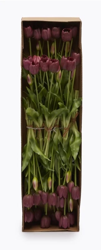 EDG Enzo De Gasperi Bouquet de 5 Tulipes Fermées Caoutchouc H 40 Cm Violet