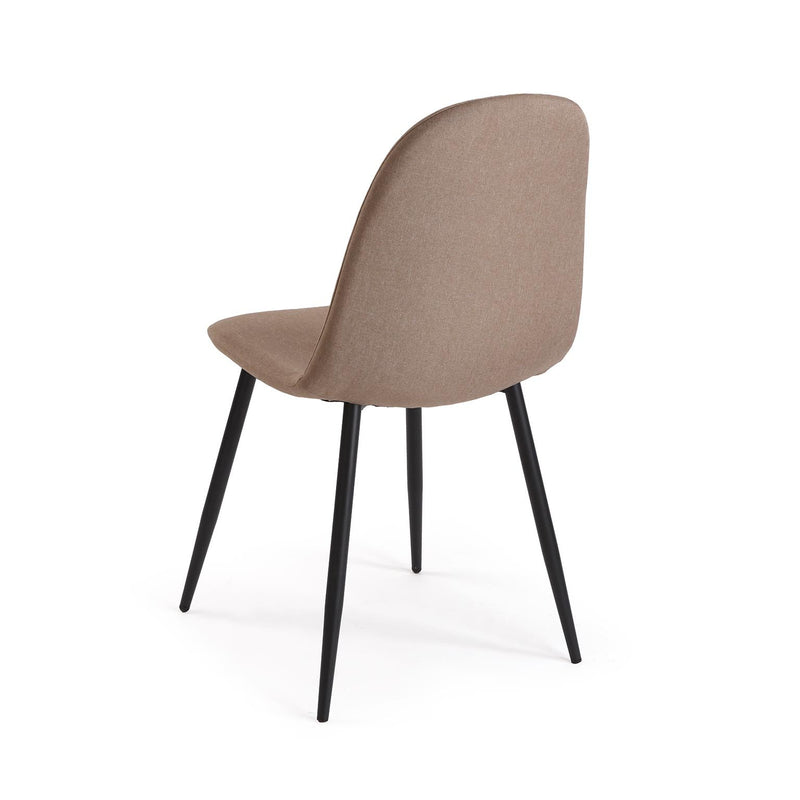 Versa Chaise de Salle à Manger Nora Couleur Camel en Tissu avec Pieds en Métal Noir – Chaise Moderne pour Cuisine et Salon