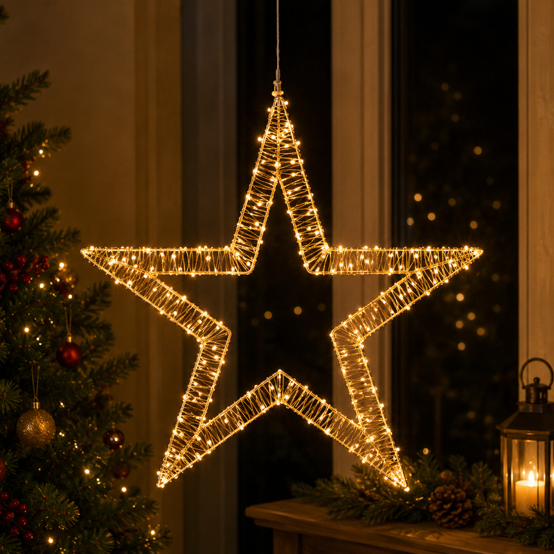 Étoile de Noël EDG Enzo De Gasperi Microled Flat D 60 cm 250 LED clignotantes Ivoire