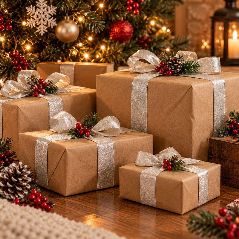 Ruban Piovaccari Noël Frederik Argent 25 mm x 25 m – Ruban Décoratif pour Sapin de Noël, Nœuds et Emballages Cadeaux