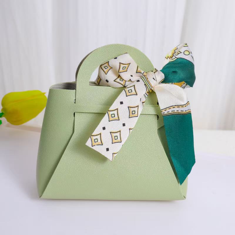 Bonturi Casa BORSETTA Bomboniera 10x5xH11 Cm MINI FOULARD Portaconfetti L. GREEN1 Pz