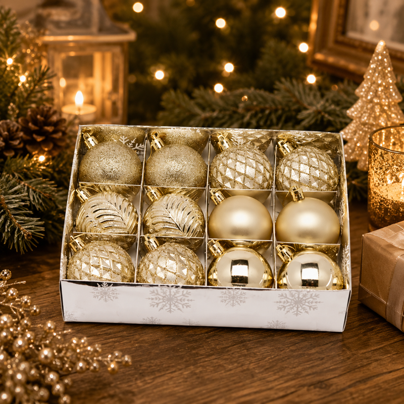 Boule de Noël Decomix D 8 cm CF 12 pièces Or