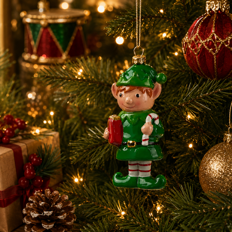 Décoration de Noël EDG Enzo De Gasperi Elfe H 12,5 cm L 4 cm L 6 cm Vert Mix