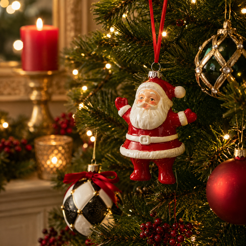 Décoration de Noël EDG Enzo De Gasperi Père Noël H 10 cm L 6 cm L 8 cm Blanc Rouge