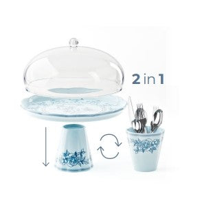 guzzini guzzini alzata con campana melamina josephine d 304 cm table decor celeste polvere ean 8008392388319