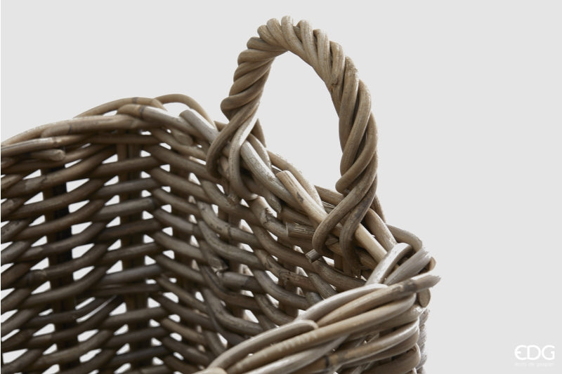 EDG Enzo De Gasperi Set of 2 Square Rattan Baskets with Handles