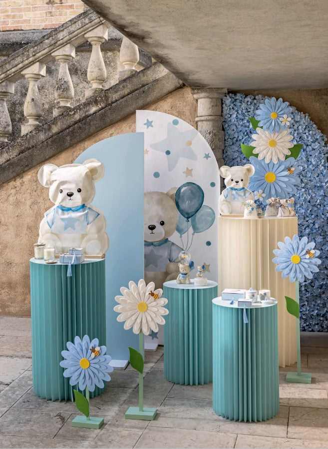 Bougie Cupidon & Co. Ours en peluche avec ballons bleus H 75 cm P 60 mm avec boîte