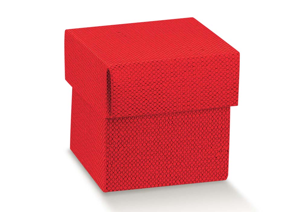 Boîte Scotton DP 50 x 50 x 50 mm en lin rouge, 10 pièces
