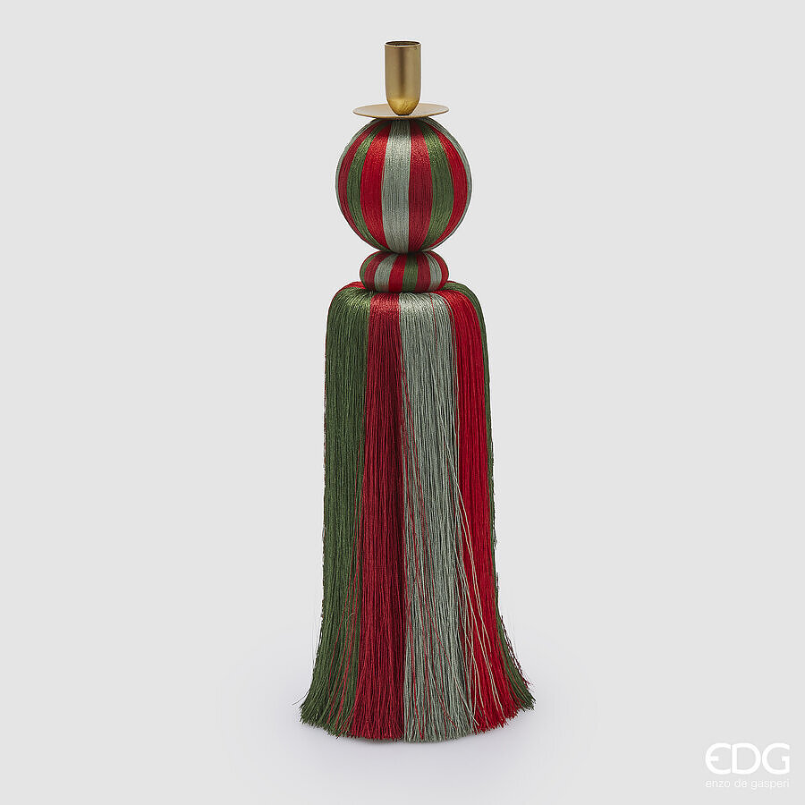 Bougeoir à pampilles de Noël EDG Enzo De Gasperi H 45 cm Vert Rouge