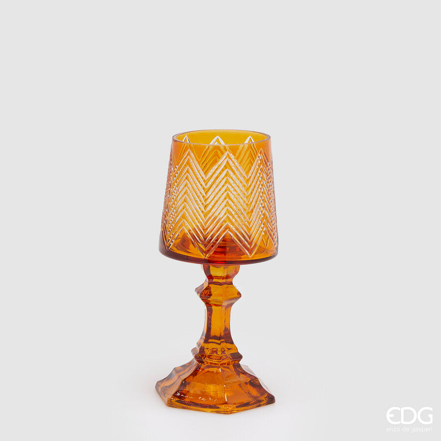 Bougeoir EDG Enzo De Gasperi, abat-jour jaune, hauteur 23 cm, diamètre 10 cm