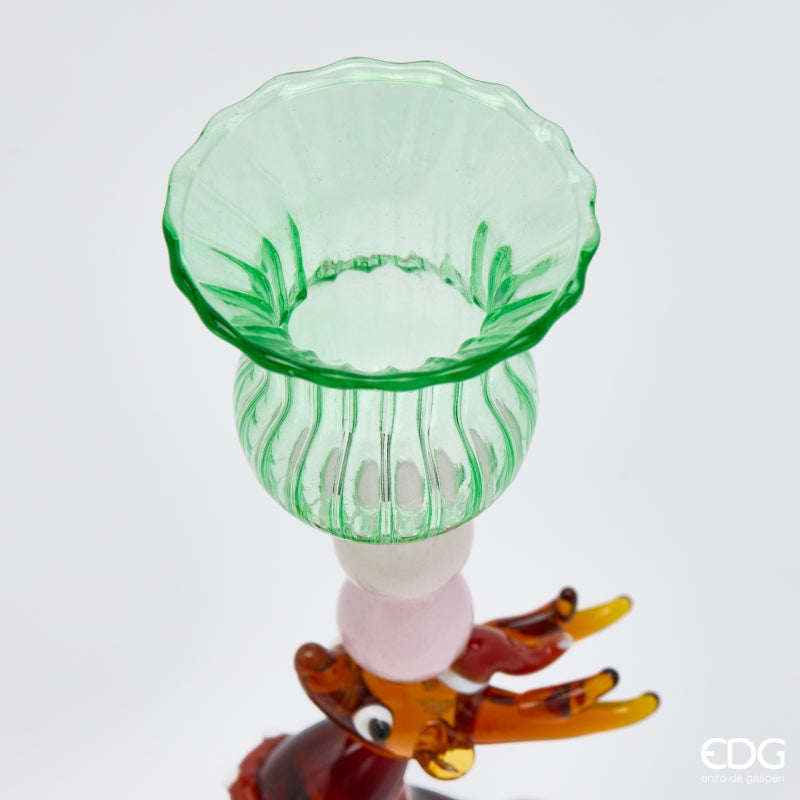 EDG Enzo De Gasperi Portacandela Renna Green Mix Ass. 1 Pz H24 Ø8,5 cm – Decorazione di Natale