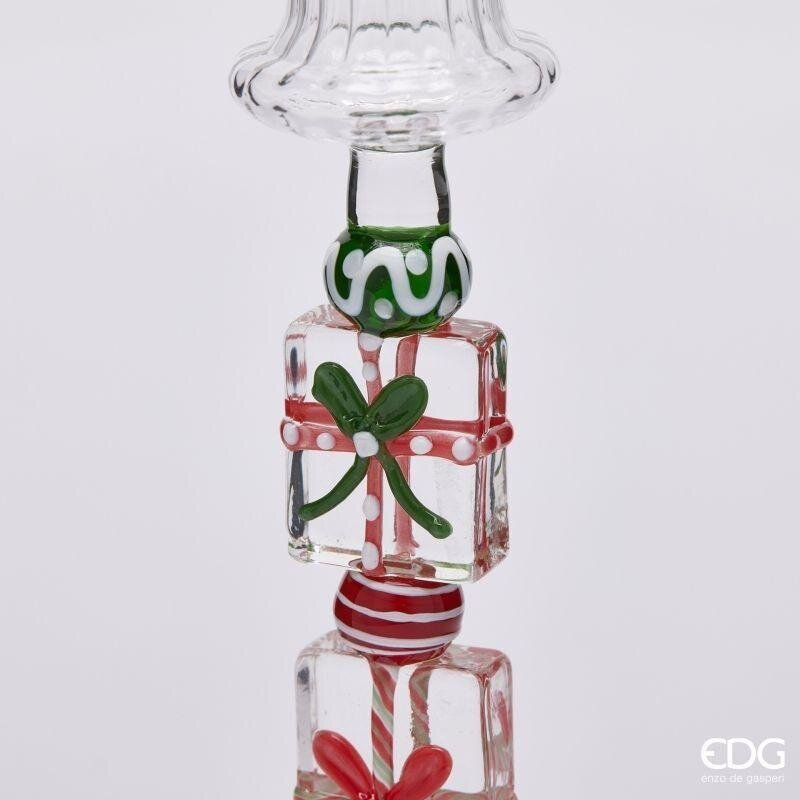 EDG Enzo De Gasperi Photophore Pacchi Green Pink H18,5 Ø7,5 cm – Décoration de Noël