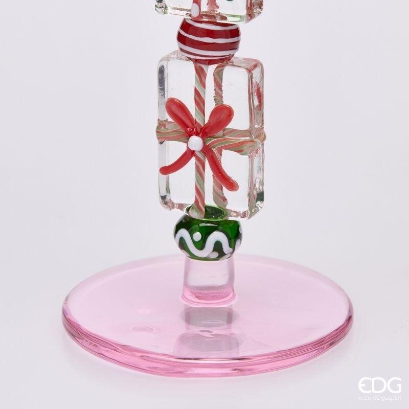 EDG Enzo De Gasperi Photophore Pacchi Green Pink H18,5 Ø7,5 cm – Décoration de Noël