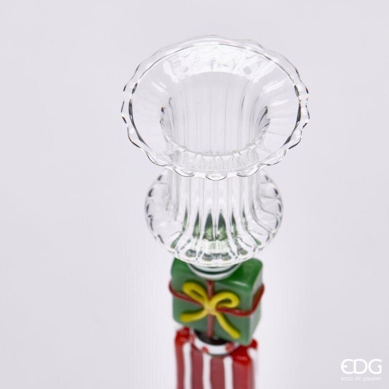 EDG Enzo De Gasperi Portabougie Pacchi Green Red H22 Ø7,5 cm – Décoration de Noël