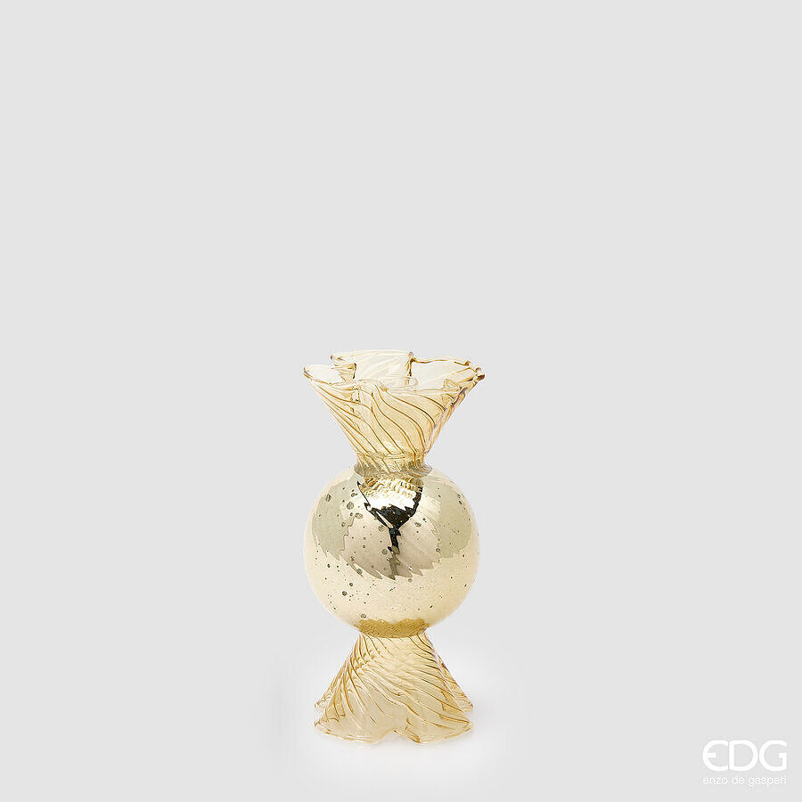 Porte-bougie EDG Enzo De Gasperi Caramella Gold H16 Ø8 cm – Décoration de Noël