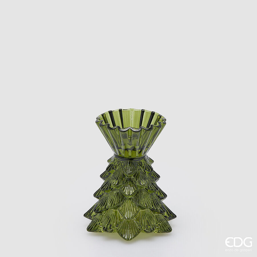 EDG Enzo De Gasperi Photophore Pino Dark Green H14 Ø12 cm – Décoration de Noël