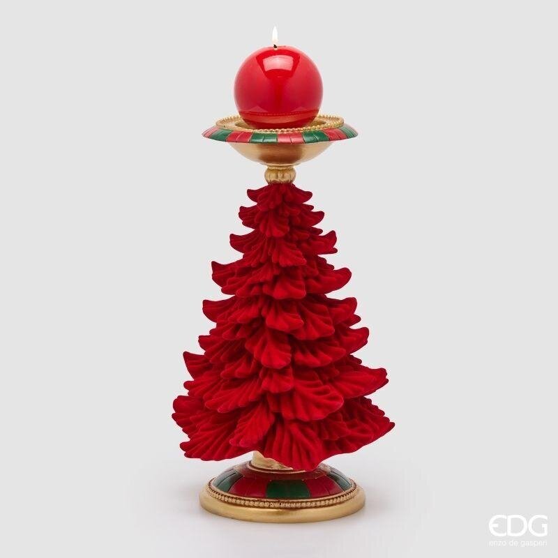 EDG Enzo De Gasperi Portacandela Pino Natalizio H36 cm Verde Rosso – Decorazione di Natale