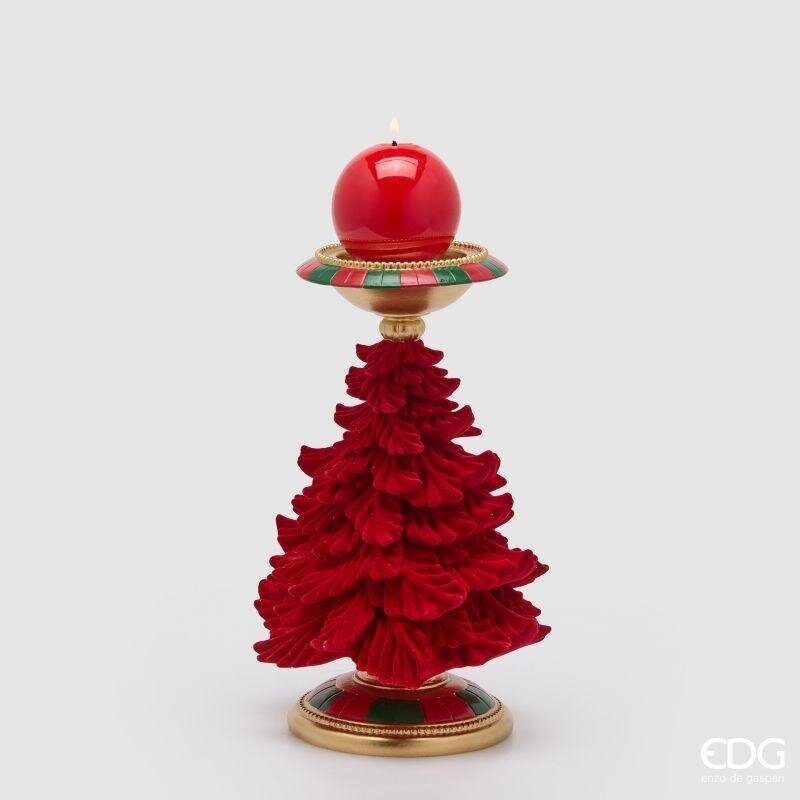 EDG Enzo De Gasperi Porte-bougie Sapin Vert et Rouge H31 Ø19 cm – Décoration de Noël