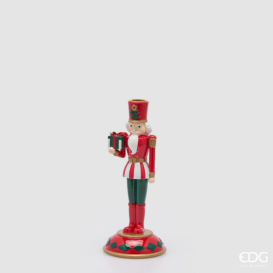 EDG Enzo De Gasperi Bougeoir Soldatino Green Red H26 Ø11 cm – Décoration de Noël
