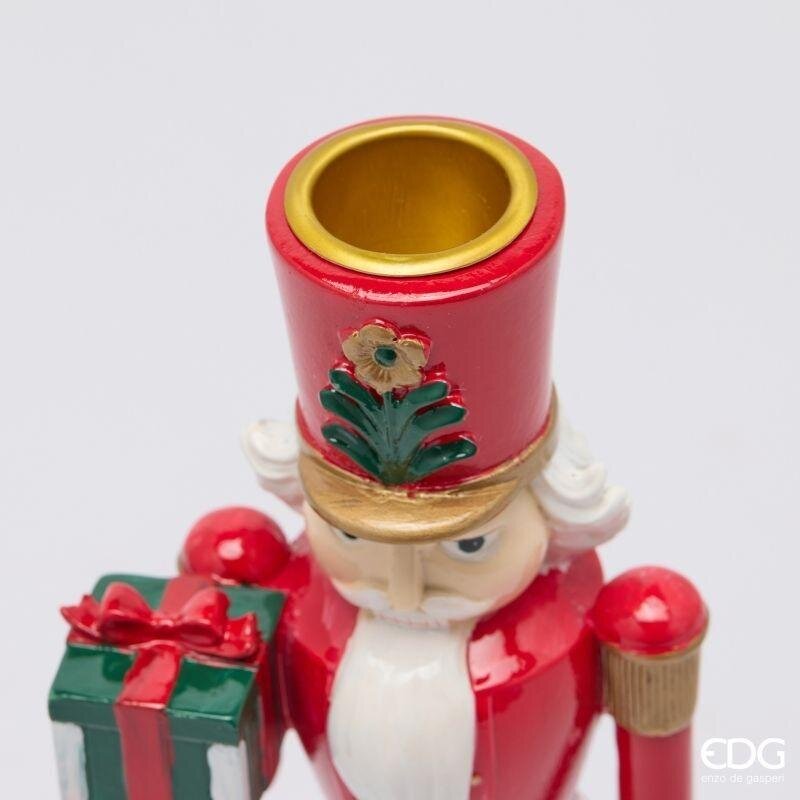 EDG Enzo De Gasperi Bougeoir Soldatino Green Red H26 Ø11 cm – Décoration de Noël