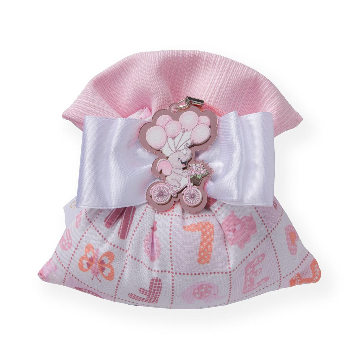 Créations pour Enzo Sachet Bomboniera Baby Letterina Rose 11x9 cm Porte-dragées Colis 10 pcs