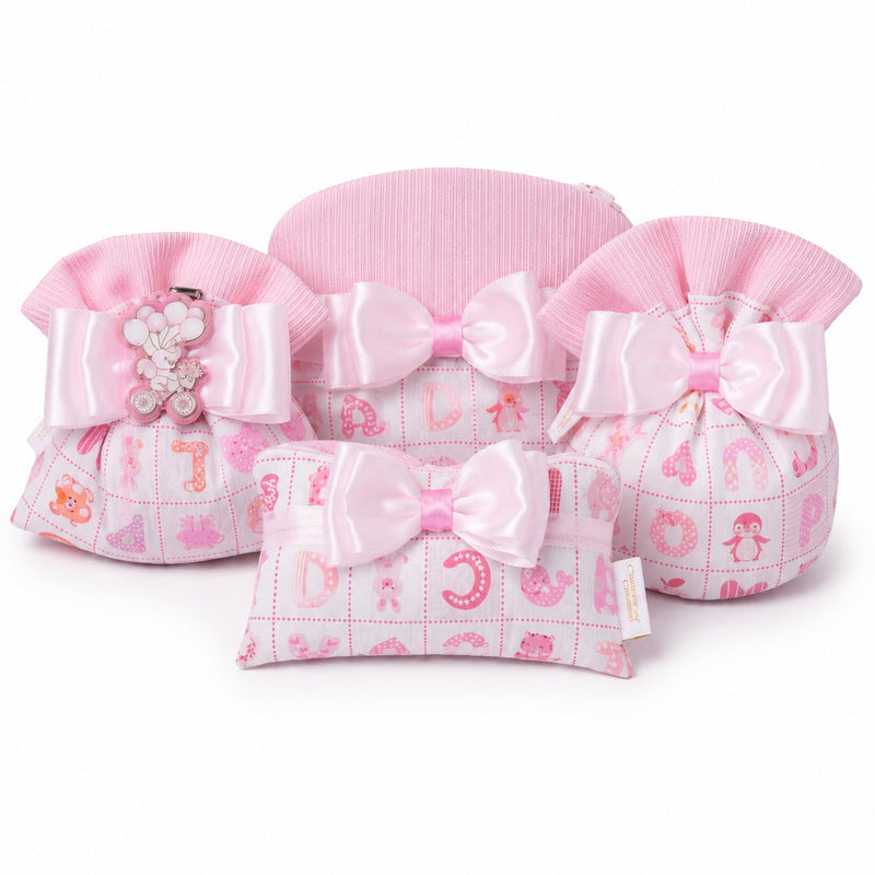 Créations pour Enzo Sachet Bombonière Bébé Lettre Rose 14x13 cm Porte-confettis Conf. 10 pcs