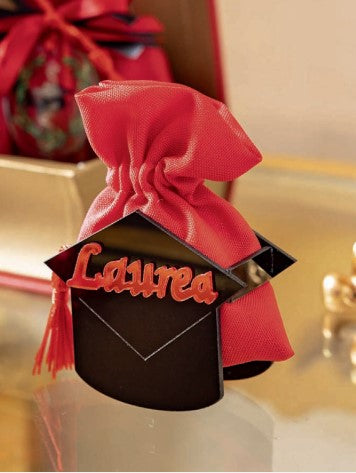 Cupido&Co. Toque de remise de diplôme avec sac 70 x 90 mm Rouge 12 pièces