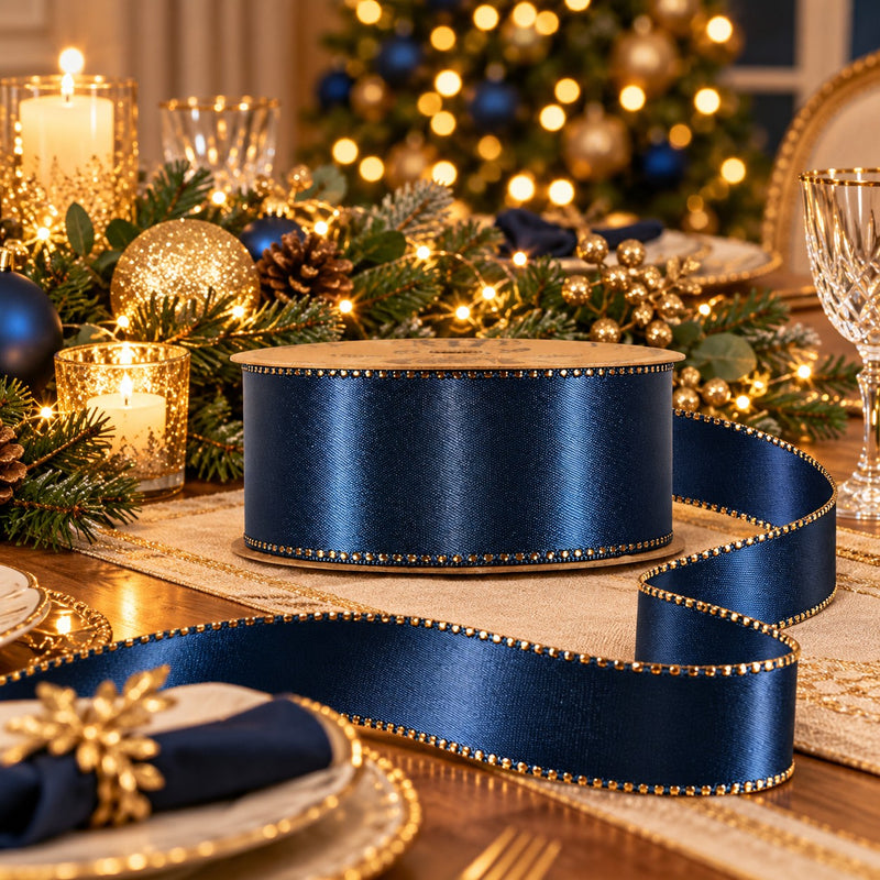 Piovaccari Nastro Satinée Sargassi Sea 25 mm x 20 m – Ruban Satiné Décoratif pour Nœuds, Emballages Cadeaux et Décorations de Noël