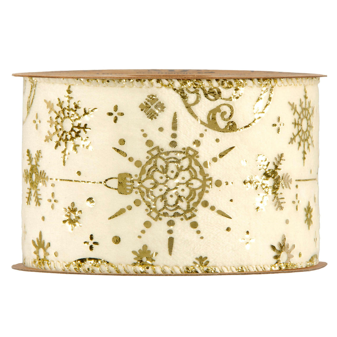 Piovaccari Ruban de Noël Gold Baubles 63 mm x 10 m – Ruban Décoratif à Boules de Noël Dorées pour Sapin, Nœuds et Emballages Cadeaux