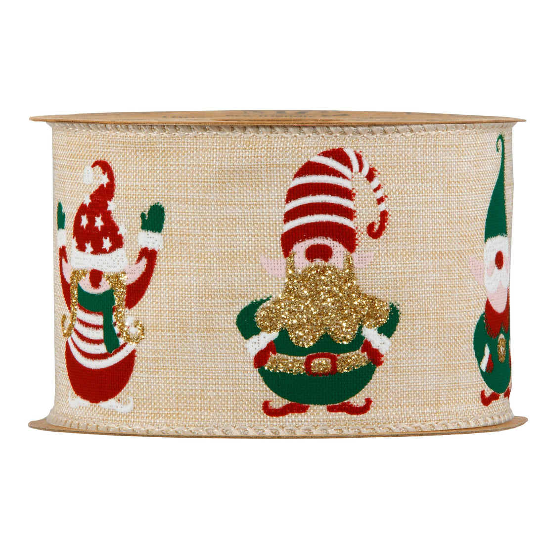 Piovaccari Ruban de Noël Elfs 63 mm x 10 m – Ruban décoratif à motif d'elfes de Noël pour sapin, nœuds et emballages cadeaux