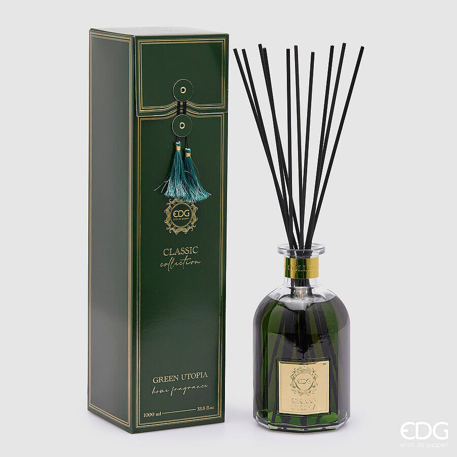 Désodorisant bouteille classique EDG Enzo De Gasperi 1000 ml H 22 cm P 12 cm Vert Utopia