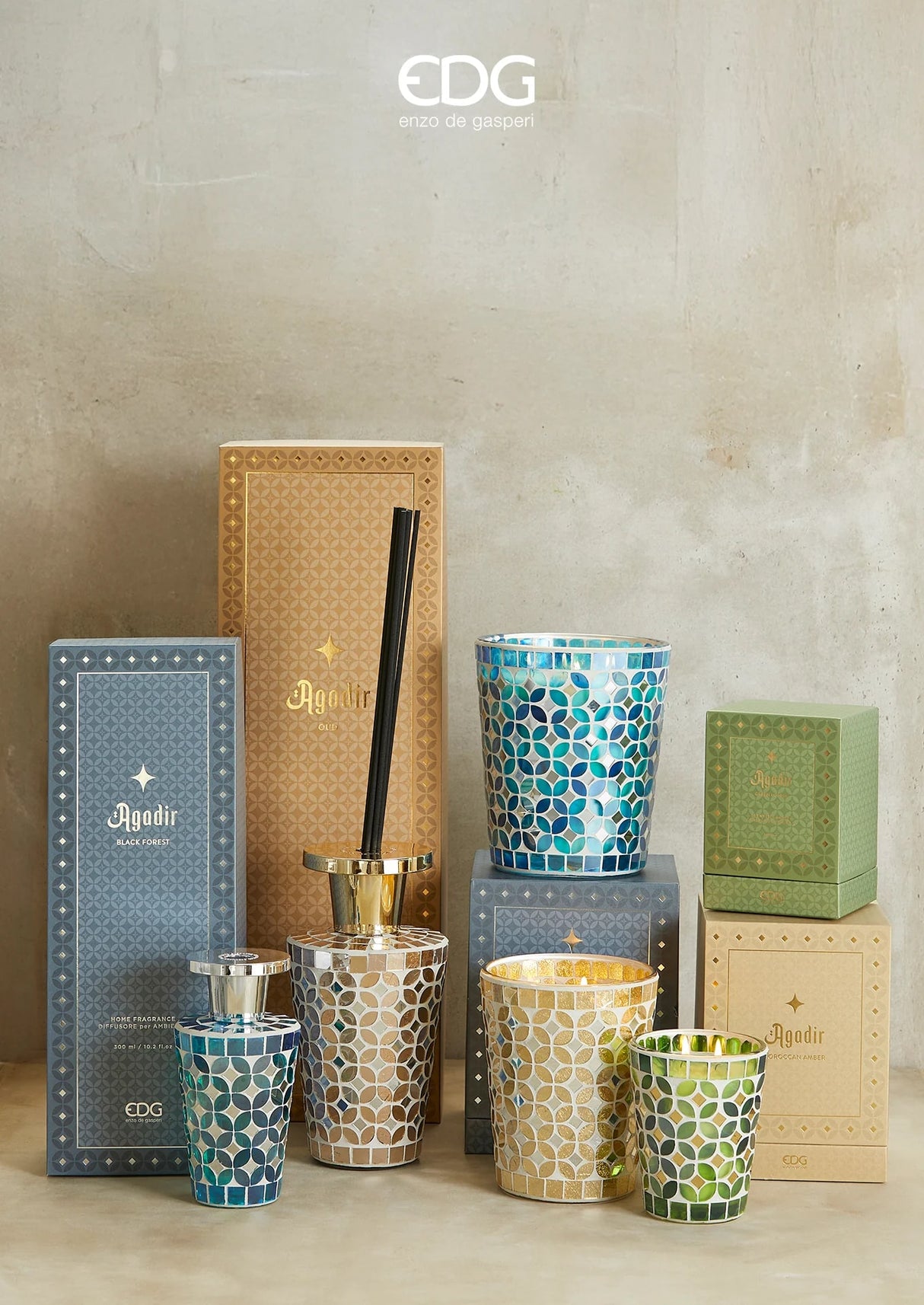 edg enzo de gasperi edg enzo de gasperi profumatore bottiglia agadir 300 ml h 175 cm d 9 cm foresta nera ean 8059824465306
