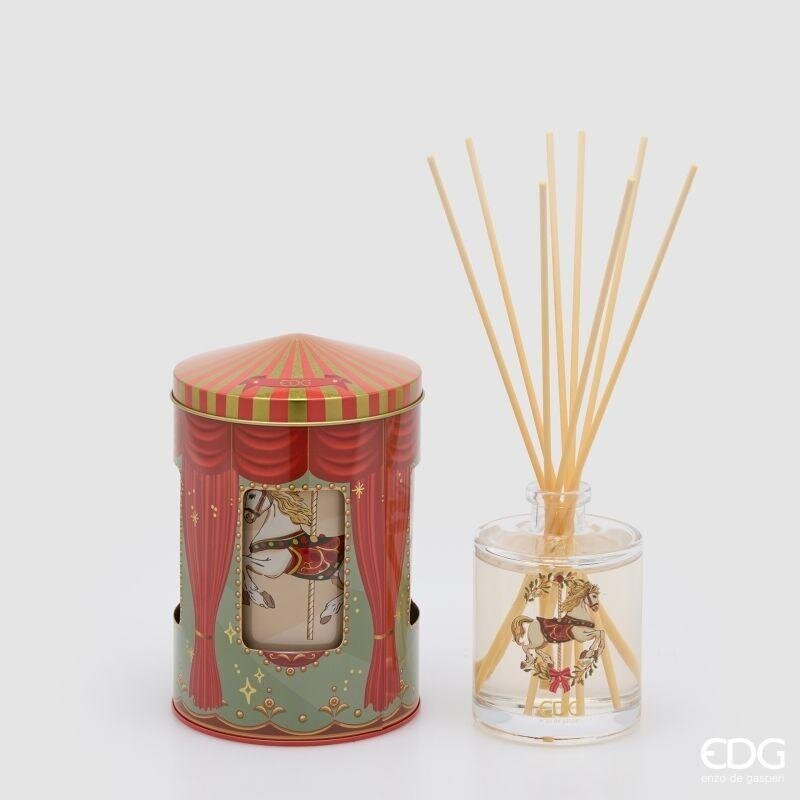 EDG Enzo De Gasperi Diffuseur Flacon Écrin 300 ml avec Carillon Noël H12 Ø10 cm Cannelle – Diffuseur d'Ambiance