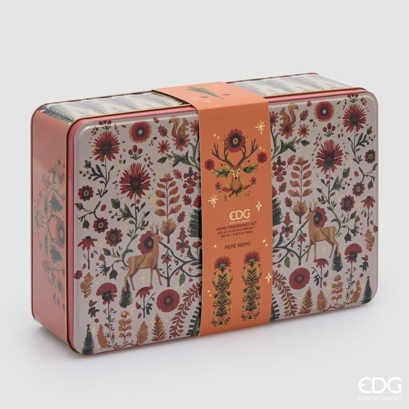 EDG Enzo De Gasperi Set Diffuseur Coffret Black Pepper 2 pcs Diffuseur et Spray 200 ml – Diffuseur d'Intérieur Noël