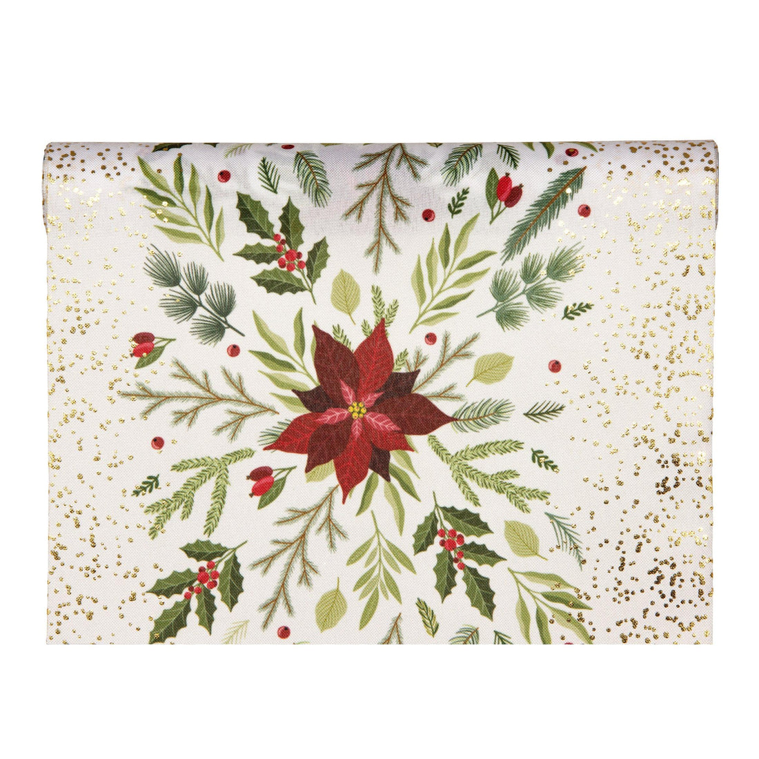 Piovaccari Runner Christmas Star with Gold 28 cm x 2,5 m – Chemin de table de Noël à étoiles dorées pour décoration de table, centre de table et décorations de Noël